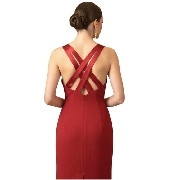 CDC Caren Desiree Vintage Dress Womens 8 Red Crisscross Back Cocktail Made USA - Picture 2 of 11